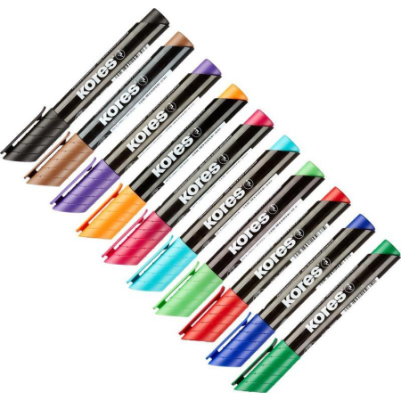 Набор маркеров перманентных Kores 10 цветов (толщина линии 3-5 мм)
