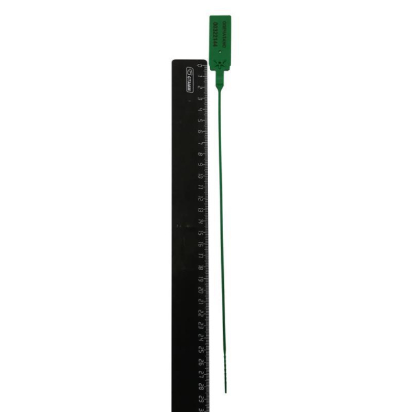 Пломба пластиковая номерная, одноразовая, 255 мм, зелёные, 50 шт/уп