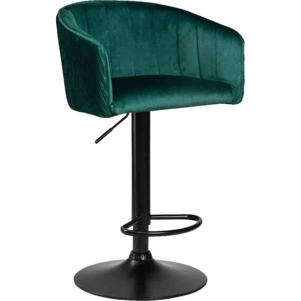 Стул барный Dobrin Darcy black зелёный/чёрный (велюр/металл)