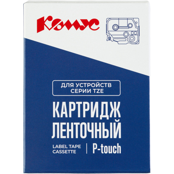 Картридж Комус TZE-445 для принтера этикеток Brother (18 мм х 8 м, цвет  ленты красный, шрифт белый)