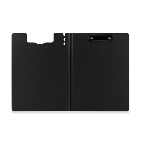 Папка-планшет с крышкой Deli A4 пластиковая темно-серая