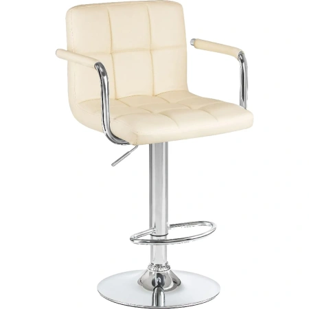 Стул барный Dobrin Kruger arm кремовый/хромированный (искусственная  кожа/металл)