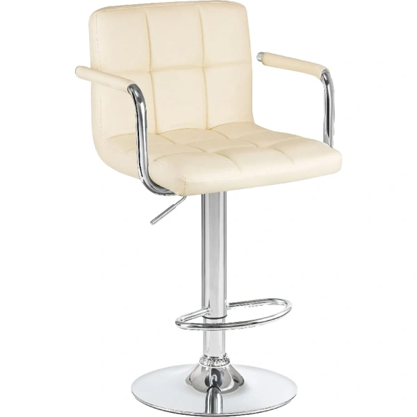Стул барный Dobrin Kruger arm кремовый/хромированный (искусственная  кожа/металл)
