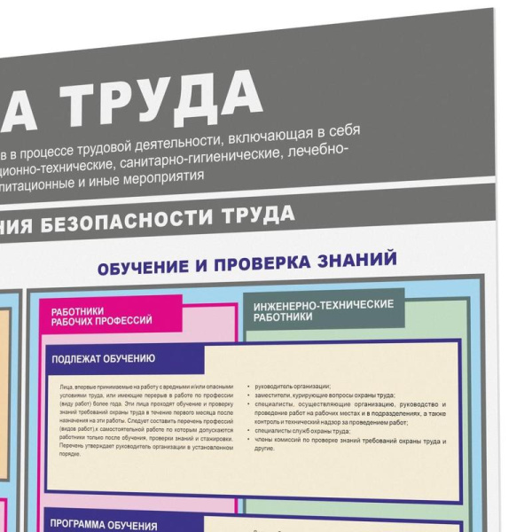 Информационный стенд-плакат Организация обучения охране труда (430х470  мм)