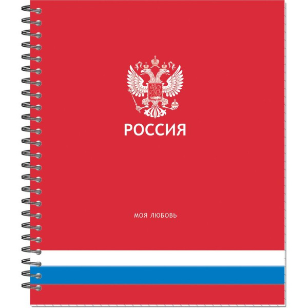 Тетрадь общая Полином Россия А5 48 листов в клетку на спирали ВД-лак