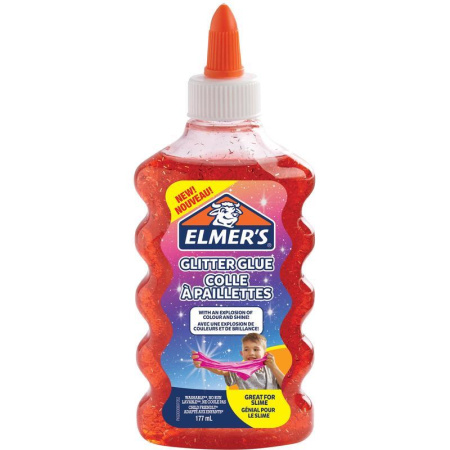Клей для слаймов Elmer's Glitter Glue прозрачный красный с блестками 177 мл Клей для слаймов Elmer's Glitter Glue прозрачный красный с блестками 177 мл