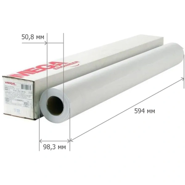 Бумага широкоформатная MEGA Engineer Bright white (длина 45 м, ширина 594 мм, плотность 90 г/кв.м, белизна 146% CIE, диаметр втулки 50.8 мм)