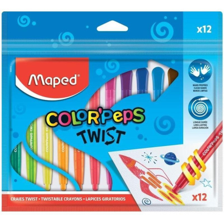 Мелки восковые Maped Color'peps twist трехгранные 12 цветов Мелки восковые Maped Color'peps twist трехгранные 12 цветов