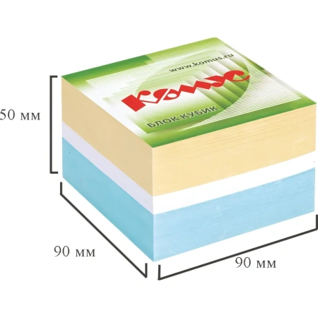 Блок для записей Комус 90x90x50 мм разноцветный проклеенный (плотность   80 г/кв.м)