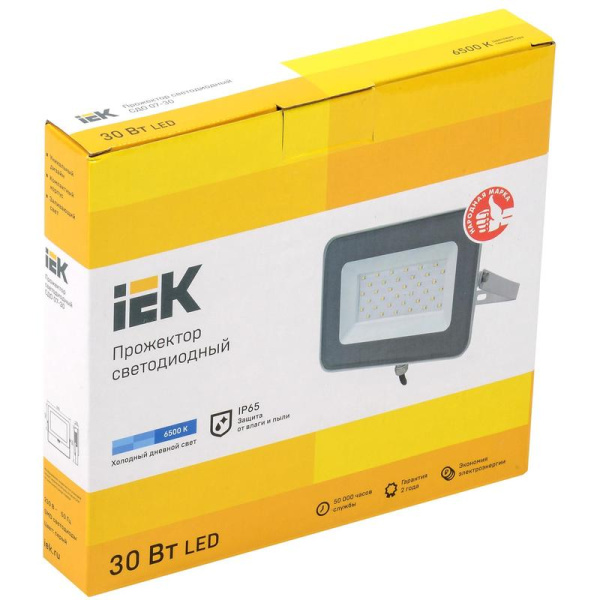 Прожектор светодиодный IEK 30 Вт 6500 К 2700 лм IP65 (LPDO701-30-K03)