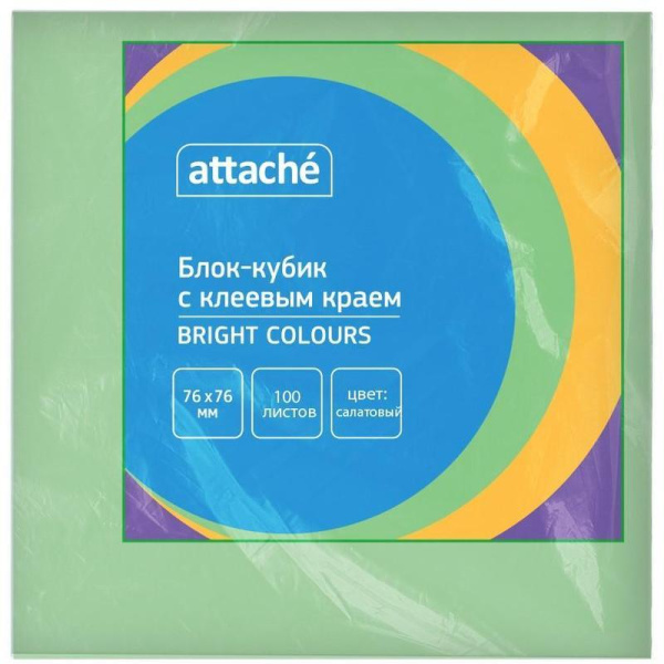 Стикеры Attache Bright colours 76х76 мм пастельные салатовые (1 блок,100  листов)