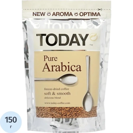 Кофе растворимый сублимированный Today Pure Arabica 150 г (пакет)
