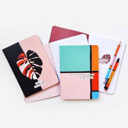 Бизнес-тетрадь Be Smart Abstract A5 48 листов разноразноцветная в клетку  на скрепке (150x210 мм)