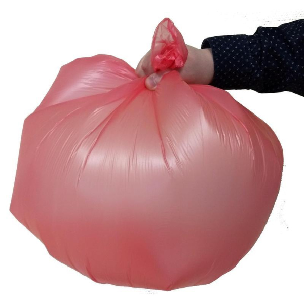 Мешки для мусора на 60 л красные (ПНД, 10 мкм, в рулоне 20 шт, 58х68 см)