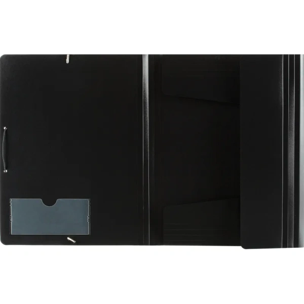 Папка на резинках Комус А4 35 мм пластиковая до 300 листов черная (толщина обложки 0.45 мм)