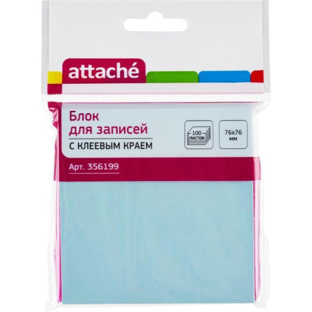 Стикеры Attache 76x76 мм голубые пастельные 100 листов Стикеры Attache 76x76 мм голубые пастельные 100 листов