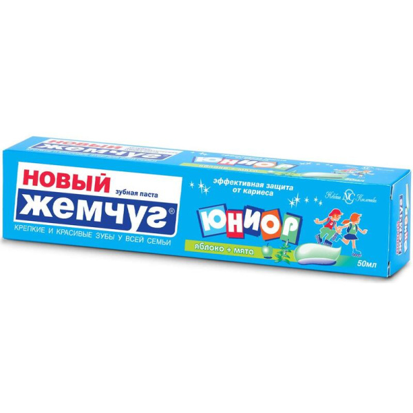 Зубная паста Новый жемчуг Юниор Яблоко и мята 50 мл