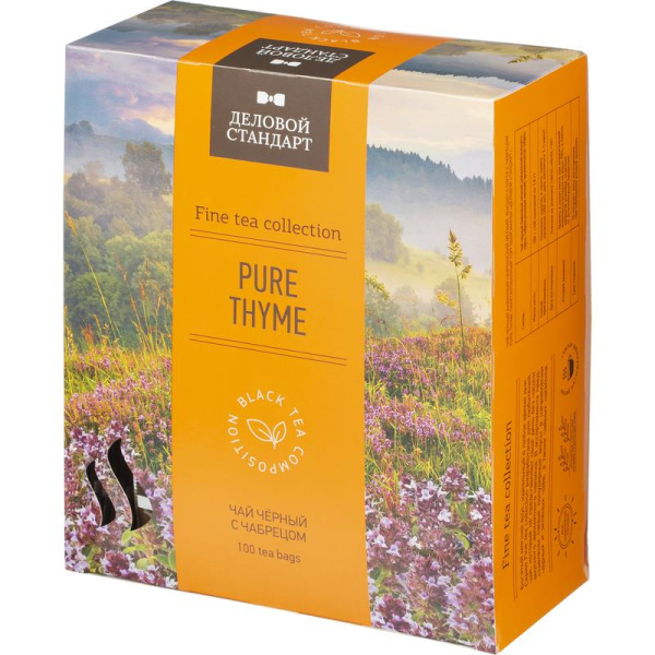 Чай Деловой Стандарт Pure Thyme черный с чабрецом 100 пакетиков