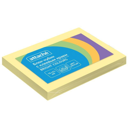 Стикеры Attache Bright colours 76х51 мм пастельные желтые (1 блок,100  листов)