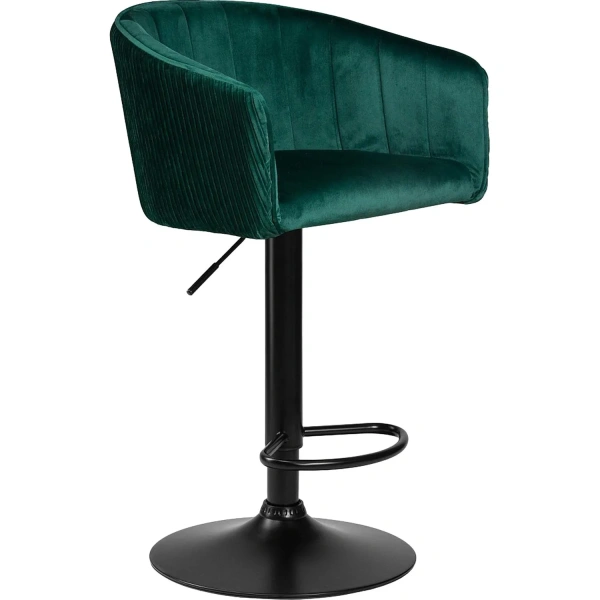 Стул барный Dobrin Darcy black зелёный/чёрный (велюр/металл)