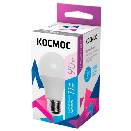 Лампа светодиодная Космос 11 В E27 грушевидная 6500 К холодный белый свет