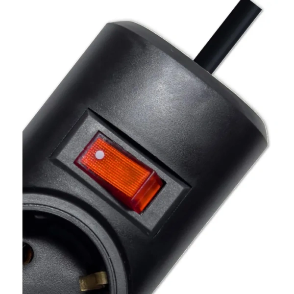 Сетевой фильтр Progix PG235 на 2 розетки 2 метра с заземлением и  выключателем чёрный