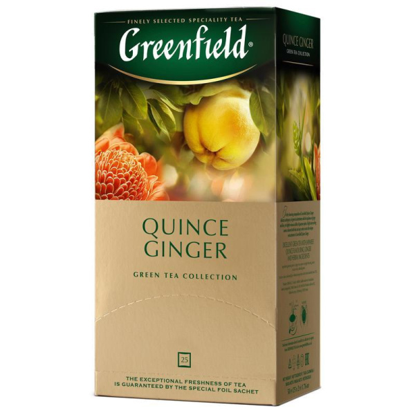 Чай Greenfield Quince Ginger зеленый с ароматом японской айвы и имбиря 25 пакетиков