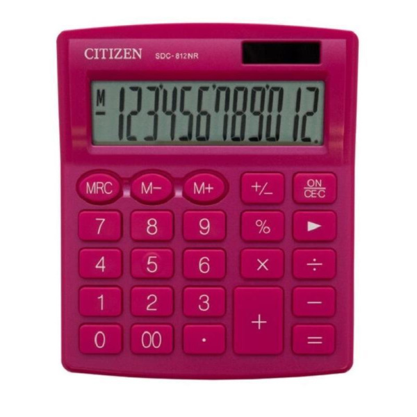 Калькулятор настольный компактный Citizen SDC812NRPKE 12-разрядный розовый