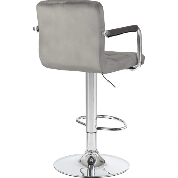 Стул барный Dobrin Kruger arm серый/хромированный (велюр/металл)