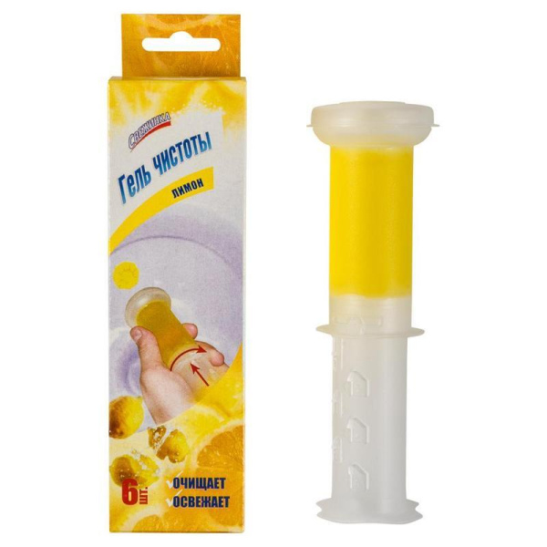 Освежитель для унитаза гелевый Свежинка Лимон 37 г (6 аромадисков в дозаторе)