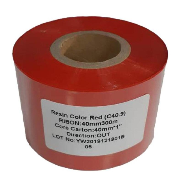 Риббон Resin Premium red 40 мм х 300м OUT (диаметр втулки 25.4 мм)