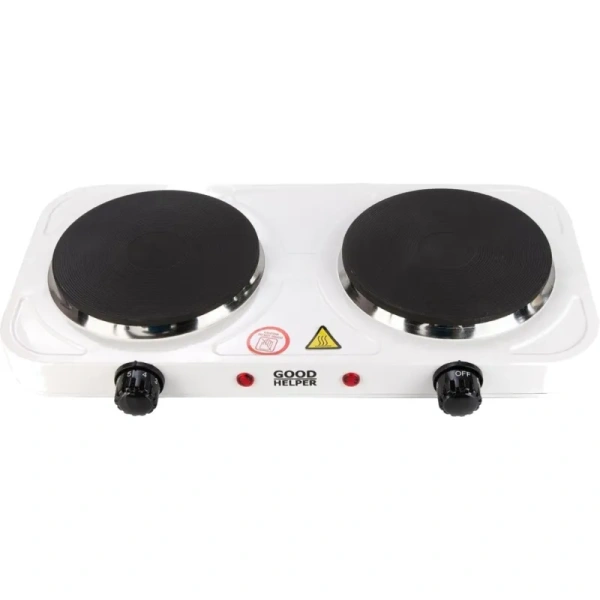 Плита электрическая Goodhelper ES-20P10 узкая белая (чугун, 2 конфорки)