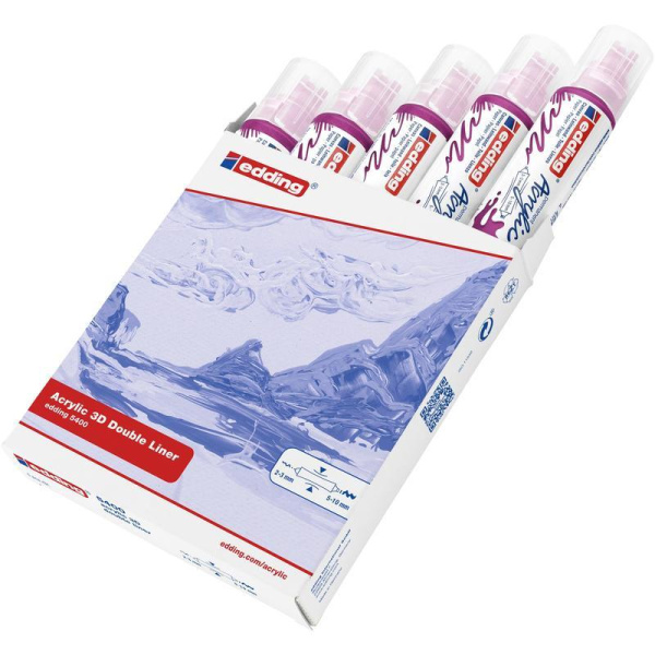 Маркер-аппликатор акриловый двусторонний 3D Edding 5400 ягодный (толщина линии 2-3 и 5-10 мм)