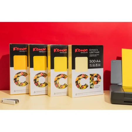 Бумага цветная для печати Комус СР желтая пастель (А4, 80  г/кв.м, 500   листов)