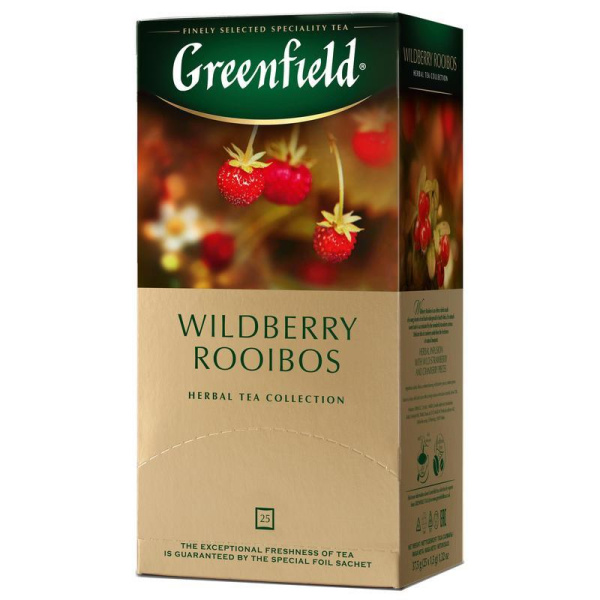 Чай Greenfield Wildberry Rooibos травяной с земляникой и клюквой 25 пакетиков