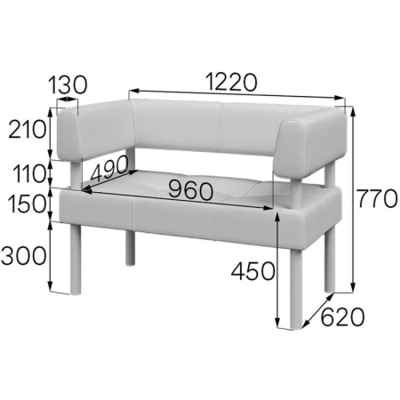 Диван двухместный Balance Bu2-2 черный искусственная кожа