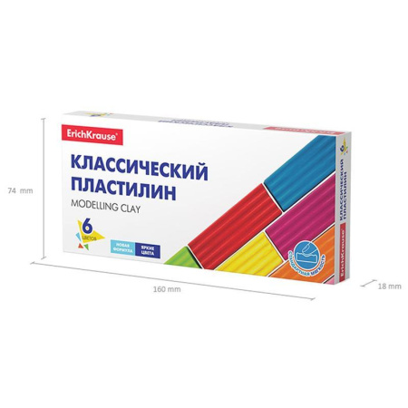 Пластилин классический ErichKrause Basic 6 цветов 96 г