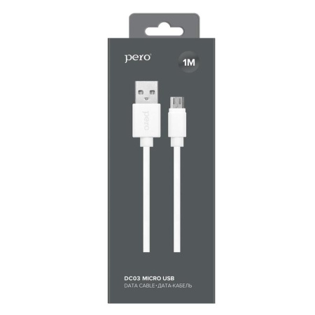 Кабель PERO, DC-03, micro-USB, 2.5А, 1м, Fast charge, белый Кабель PERO, DC-03, micro-USB, 2.5А, 1м, Fast charge, белый