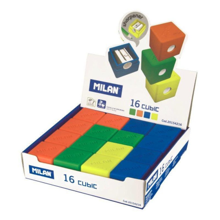 Точилка Milan Cubic с контейнером  в ассортименте