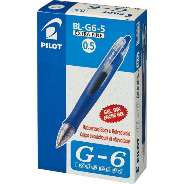 Ручка гелевая автоматическая Pilot BL-G6-5 синяя (толщина линии 0,3 мм)