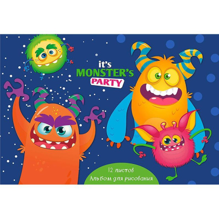 Альбом для рисования Проф-пресс Вечеринка монстров А4 12 листов