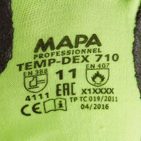 Перчатки защитные термостойкие Mapa Temp-Dex 710 с нитриловым покрытием (размер 11, пер712011)