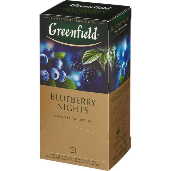 Чай Greenfield Blueberry nights черный с черникой 25 пакетиков