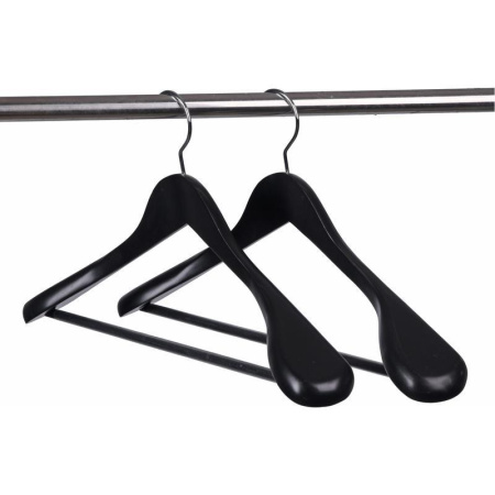 Вешалка-плечики анатомическая Attache деревянная с перекладиной черная (размер 48-50)
