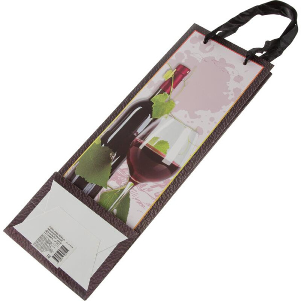 Пакет подарочный ламинированный под бутылку Вино (38х11х11 см)