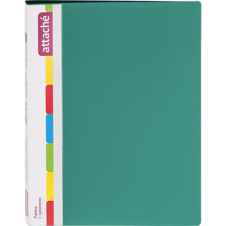 Папка с зажимом Attache А4 0.7 мм зеленая (до 150 листов, с карманом для CD и визиток)