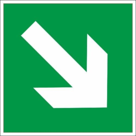 Знак безопасности Направляющая стрелка под углом 45 градусов E02-02 (200х200 мм, пленка ПВХ)