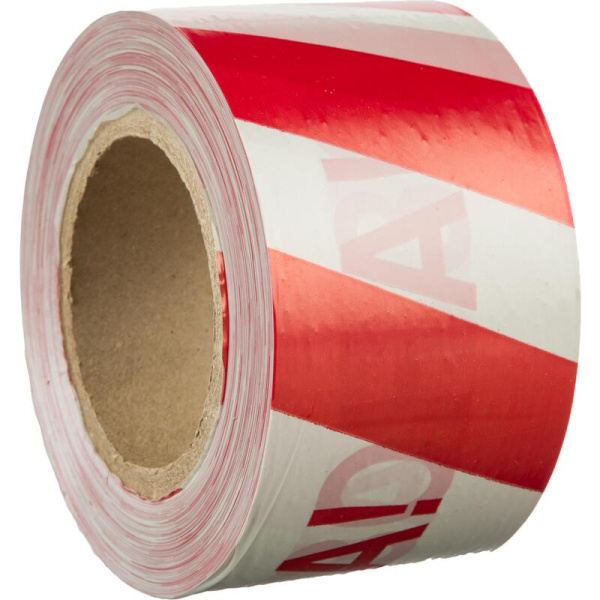 Лента оградительная Опасная зона красно-белая 75 мм х 250 м (6 штук в  упаковке)