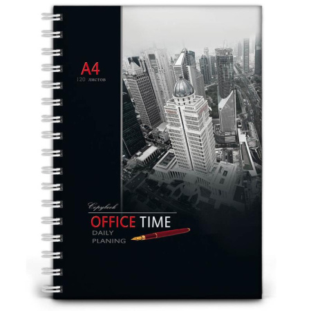 Бизнес-тетрадь Небоскребы А4 120 листов цветная в клетку на гребне