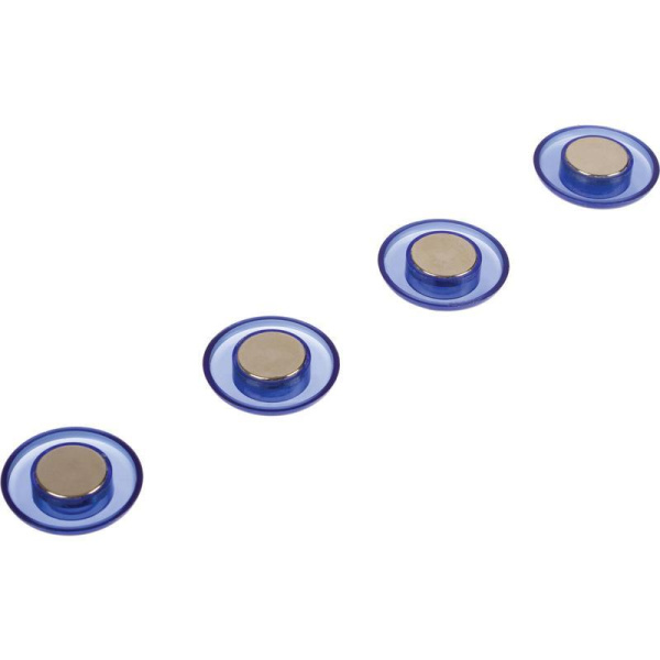 Магниты для досок (диаметр 40 мм, 4 штуки в упаковке) для стеклянных досок прозрачный синий Глобус